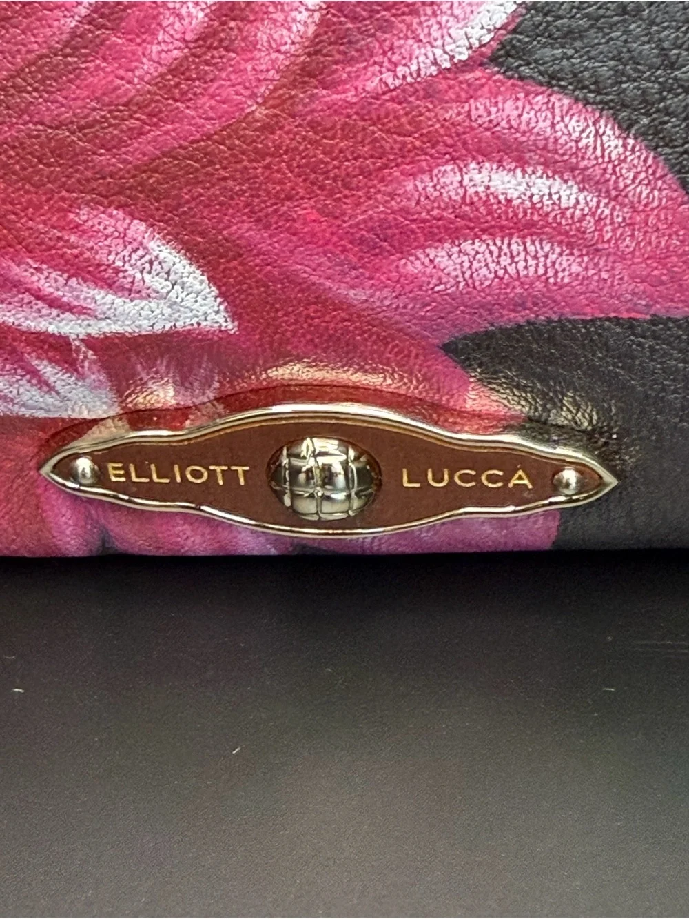 Elliott Lucca Barbiecore 2010’s Bright Pink Floral Chocolate Brown Wristlet VGUC